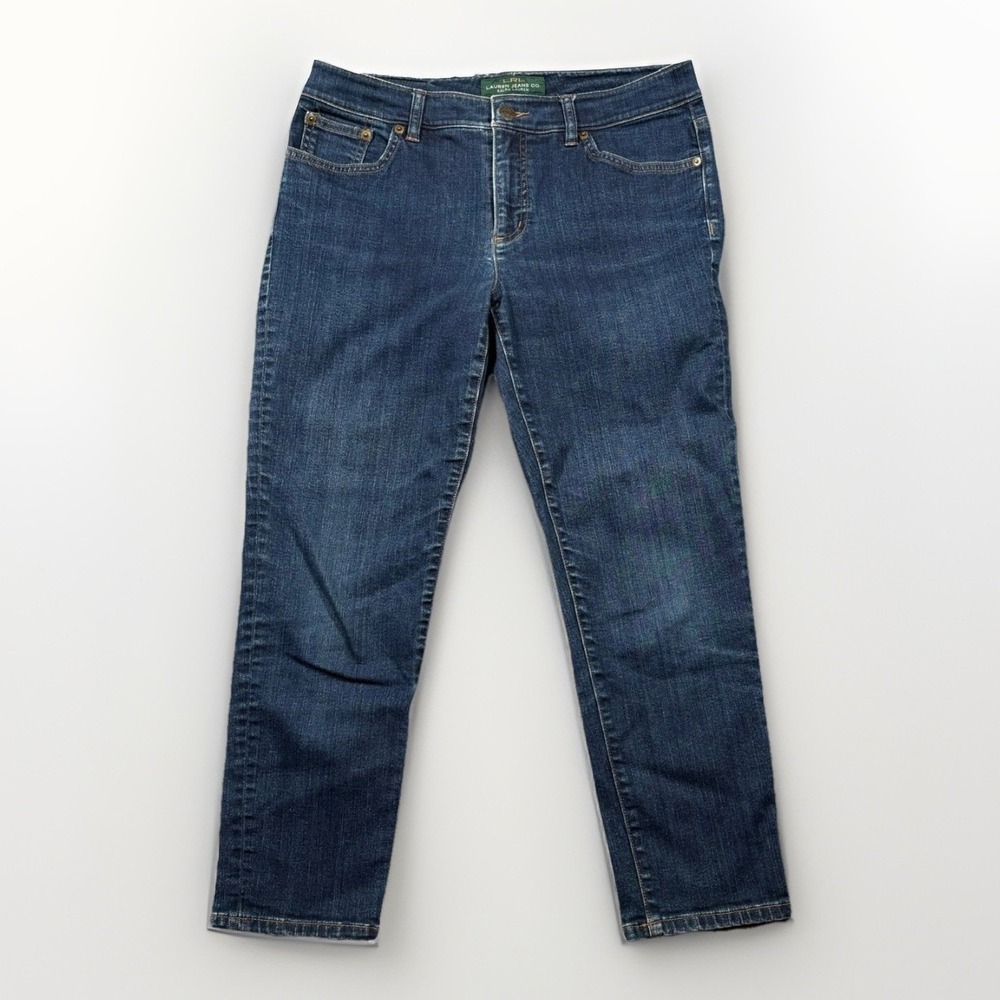 Lauren Ralph Lauren Classic Straight Cropped Jeans Womens 8 Blue Dark Wash Denim